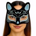Black Color Suede Coated Silver Blue Glitter Cat Mask 17x14 cm