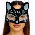 Black Color Suede Coated Silver Blue Glitter Cat Mask 17x14 cm