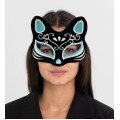 Black Color Suede Coated Silver Blue Glitter Cat Mask 17x14 cm
