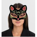 Black Color Suede Coated Red Yellow Glitter Cat Mask 17x14 cm