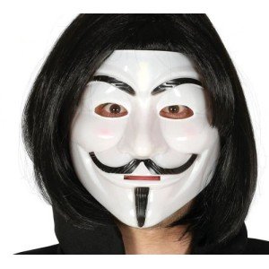 Black Color Fake Short Hair and V For Vendetta Mask Anonymous Mask