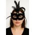 Black Color Feathered Black Suede Coating Party Prom Mask 20X16 cm
