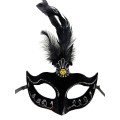 Black Color Feathered Black Suede Coating Party Prom Mask 20X16 cm