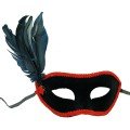 Black Color Side Feather Black Suede Coating Party Prom Mask 21x20 cm