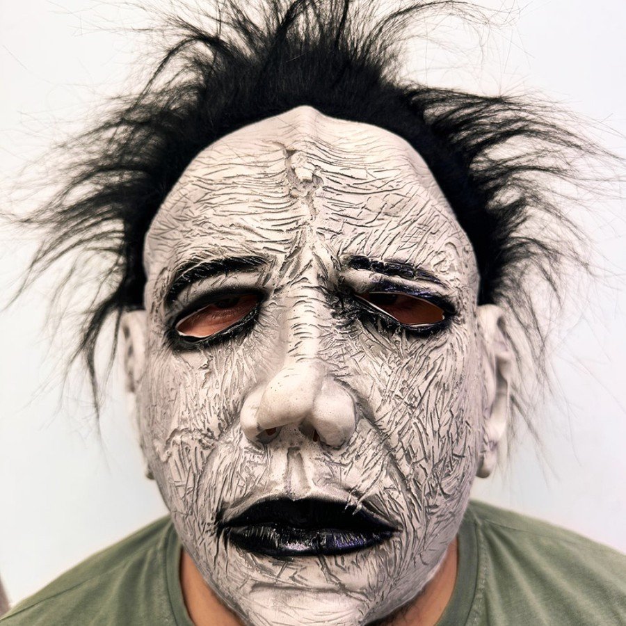 Black Hair Michael Myers Latex Meat Mask Fully Adhered to the Face Horror Mask Black Hair Michael Myers Latex Meat Mask Fully Adhered to the Face Horror Mask