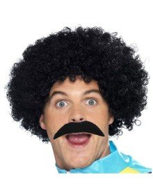 Black Scouser Men's Short Wig 120 Gr and Mustache Set