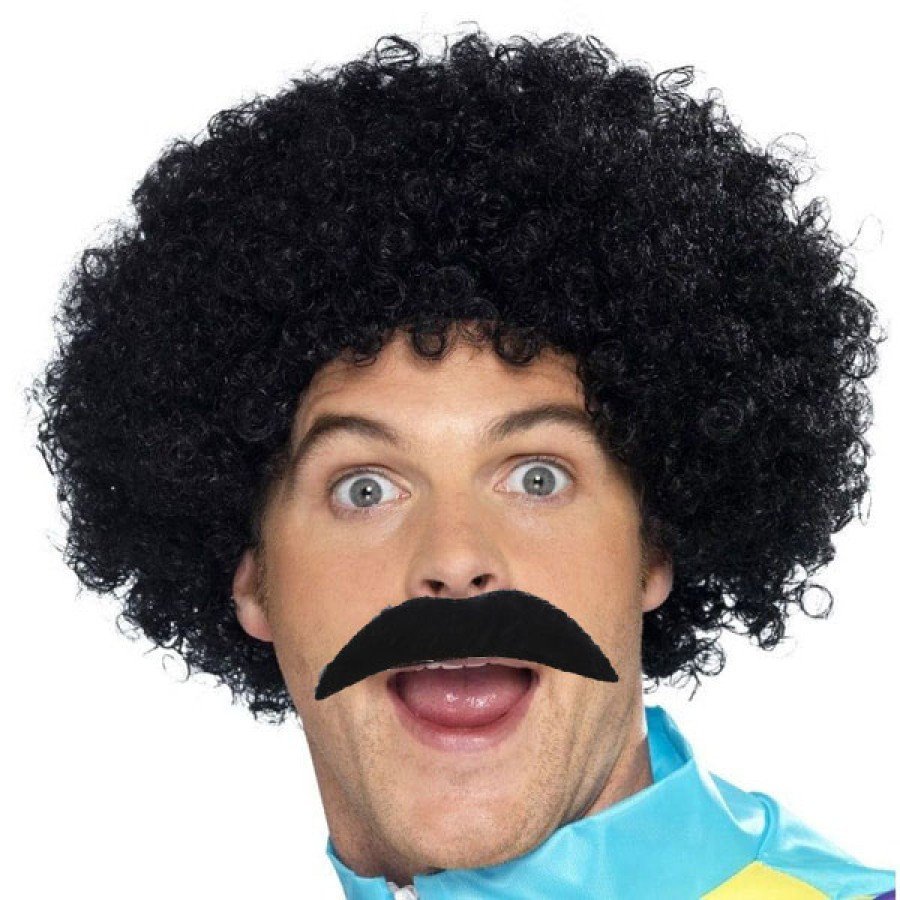 Black Scouser Men s Short Wig 120 Gr and Mustache Set
