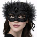 Black Stone Venetian Mask Luxury Tulle Party Mask Black Stone Venetian Mask Luxury Tulle Party Mask