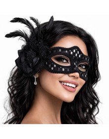 Black Feather Ball Mask Women's Party Accessory