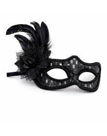 Black Feather Ball Mask Women's Party Accessory