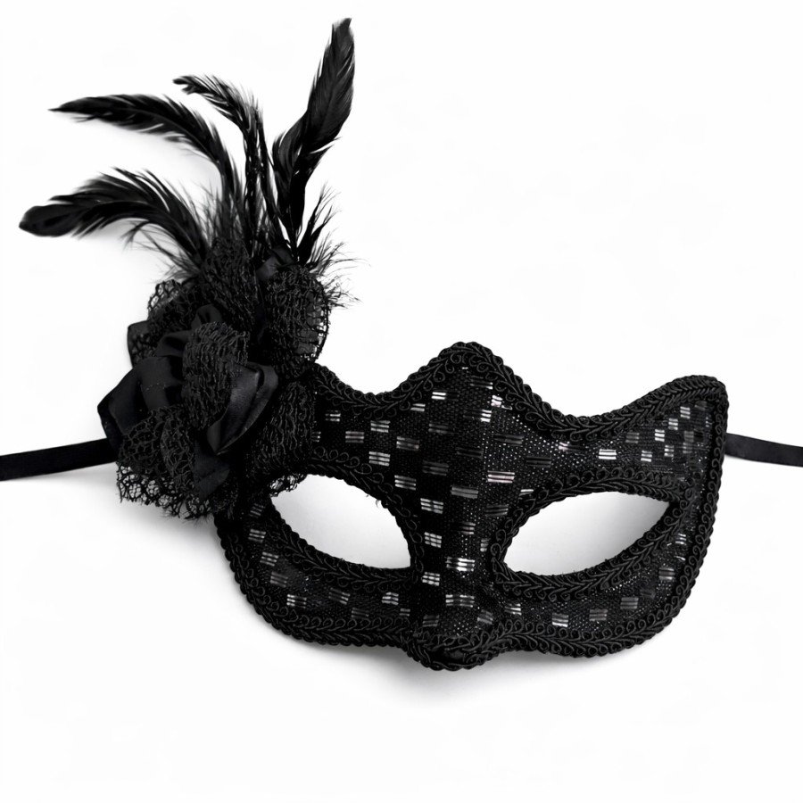 Black Feather Ball Mask Women s Party Accessory