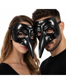 Black Long Nose Plague Doctor Mask