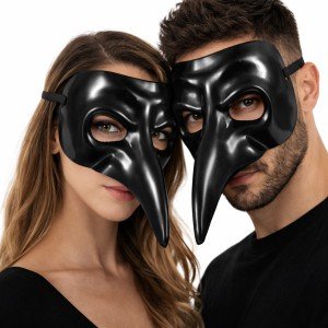 Black Long Nose Plague Doctor Mask
