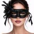 Black Venetian Party Mask – Floral Feathered Sequined