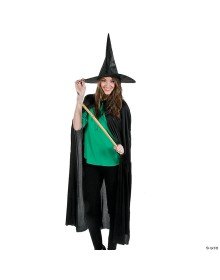 120 cm Adult Cloak with Black Collar and Black Fabric Witch Hat