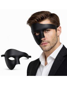 Black Half Male Mask – Phantom Party & Prom Mask