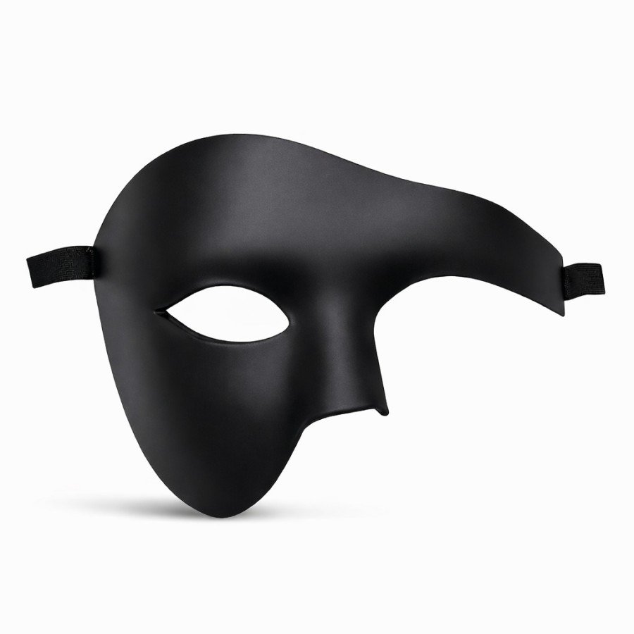 Black Half Male Mask – Phantom Party & Prom Mask