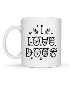 I Love Dogs Designed Porcelain Mug MODEL 64 – Coffee & Tea Cup with Cute Dog Figure