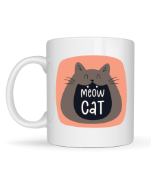 Meow Cat – Porcelain Mug with Cute Cat Design MODEL 66 Fun Coffee & Tea Cup Gift