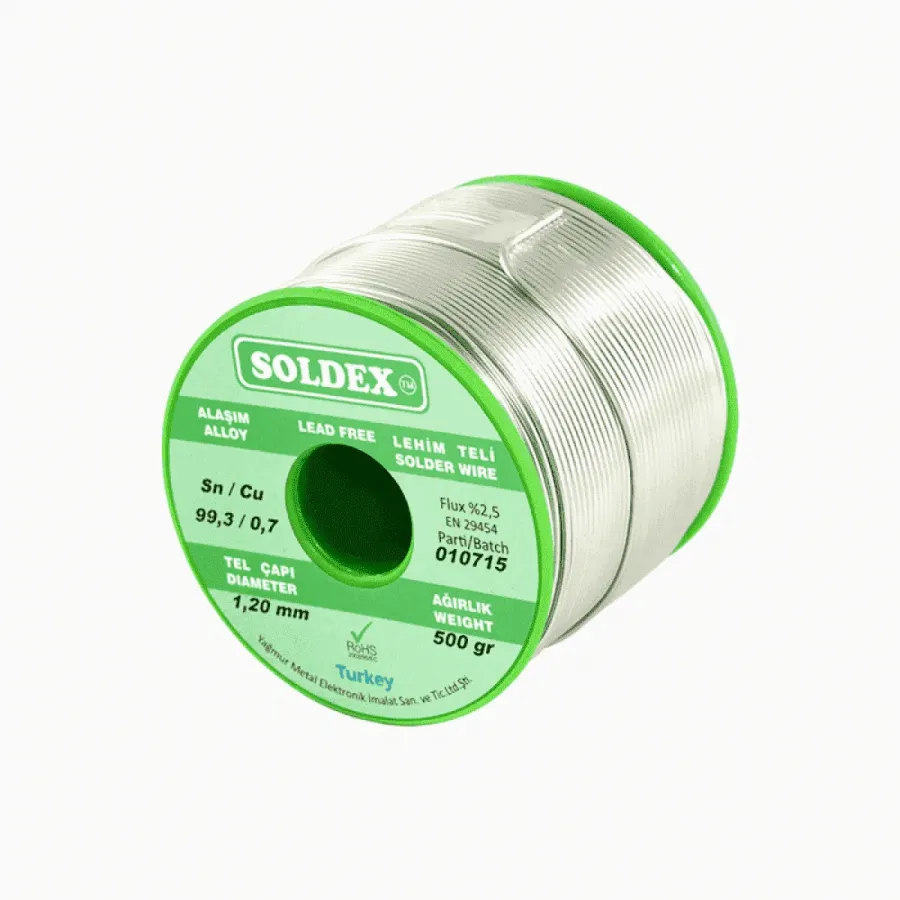 Sn: 99.3 - Cu: 0.7 - 500 Gr, 2 mm - Lead-free, Silver-free Solder Wire