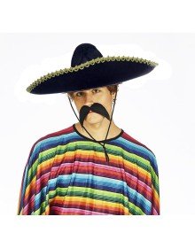 Sombrero Mexican Hat Mariachi Adult Size with Gold Stripe