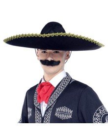Sombrero Mexican Hat Mariachi Adult Size with Gold Stripe