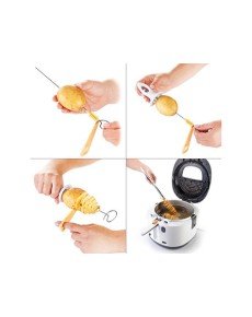 Spiral Potato Slicer Apparatus Making Potato Chips on a Stick