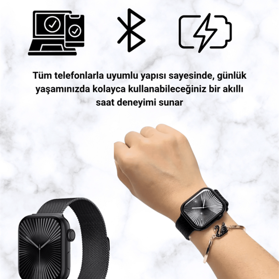 SQ-16 Mini Series 10 Smart Watch – 3 Bands + Gift Bracelet