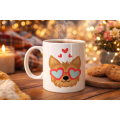 Cute Yorkshire Terrier Designed Porcelain Mug Model 49 – Dog with Heart and Glasses Pattern, Gift Cup