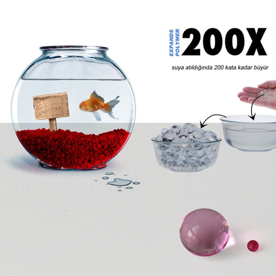 Water Growing Polymer Vase and Aquarium Stones
