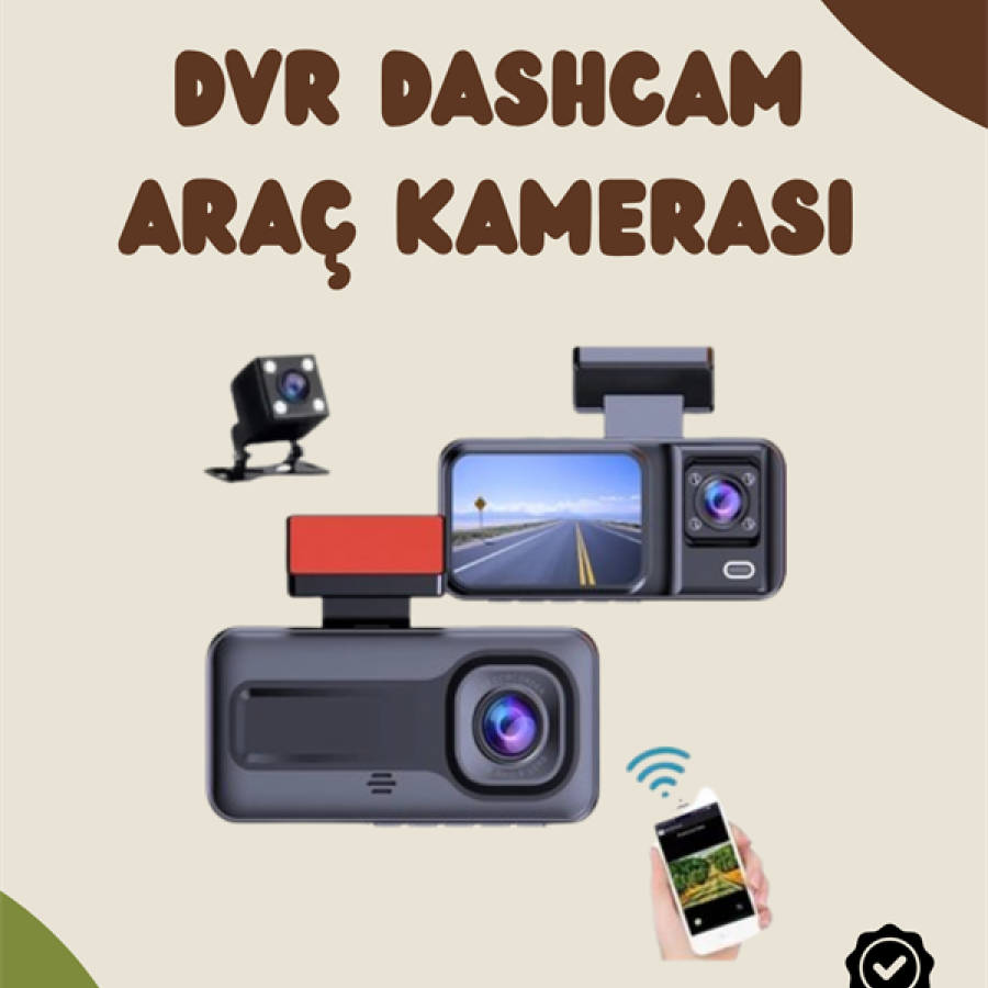 Professional Dashcam with 3 Cameras for Uninterrupted Security While Driving and Parking