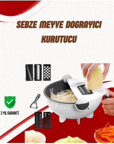 Multifunctional Rotary Grater and Chopper with Strainer