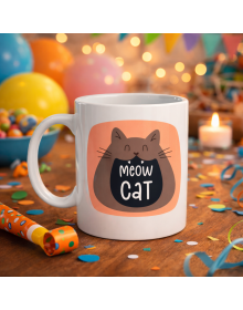 Meow Cat – Porcelain Mug with Cute Cat Design MODEL 66 Fun Coffee & Tea Cup Gift