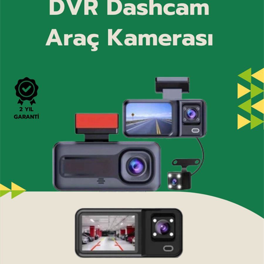 Fully Comprehensive Vehicle Security: Front, Interior and Rear View with 3-Camera Full HD Recording System