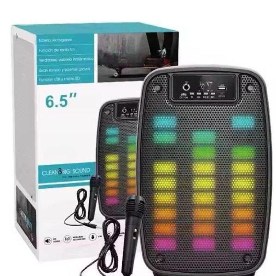 Portable 6.5 inch LED Bluetooth Kareoke Speaker with RGB Light Radio Portable 6.5 inch LED Bluetooth Kareoke Speaker with RGB Light Radio