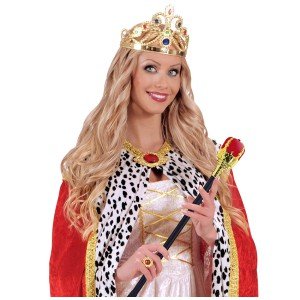 Stoned Gold Princess Tiara and Red Royal Princess Scepter