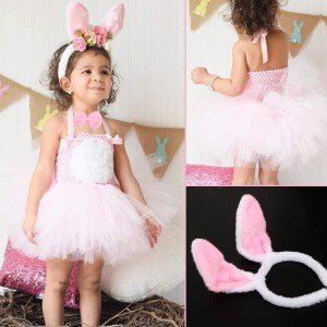 Rabbit Costume Set Crown Bow Tie Tail Pink Color Rabbit Costume Set Crown Bow Tie Tail Pink Color