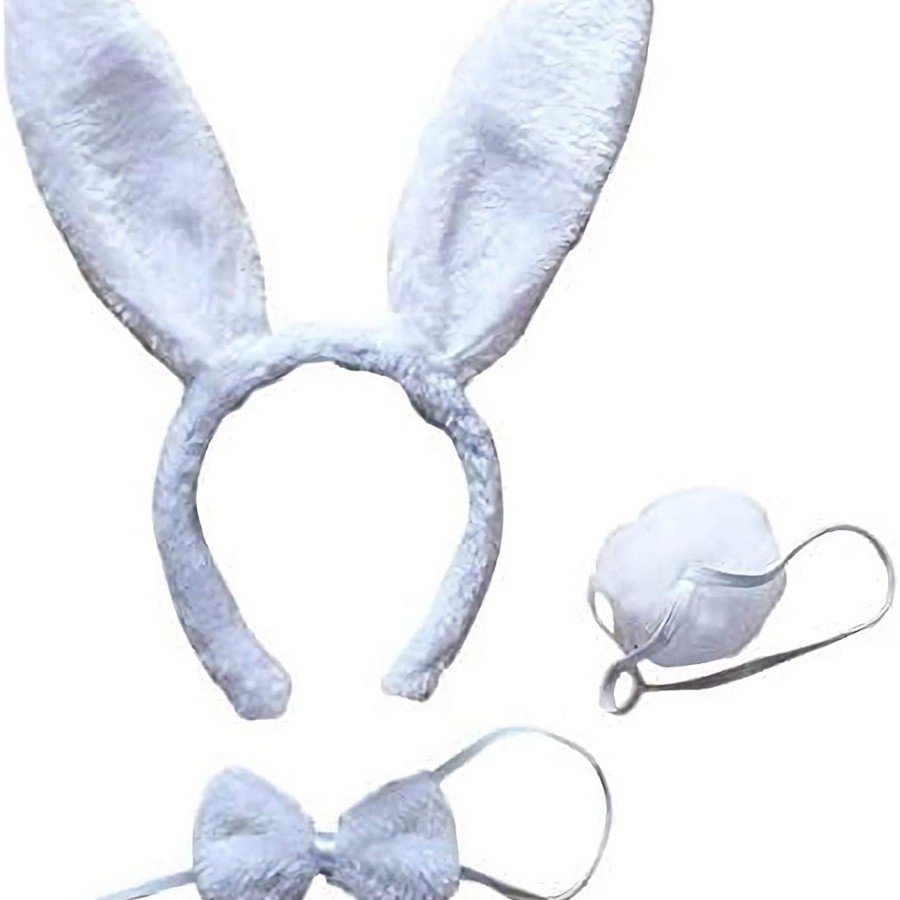 Rabbit Costume Set Crown Bow Tie Tail White Color Rabbit Costume Set Crown Bow Tie Tail White Color