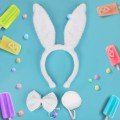 Rabbit Costume Set Crown Bow Tie Tail White Color Rabbit Costume Set Crown Bow Tie Tail White Color