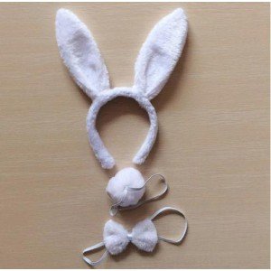 Rabbit Costume Set Crown Bow Tie Tail White Color Rabbit Costume Set Crown Bow Tie Tail White Color
