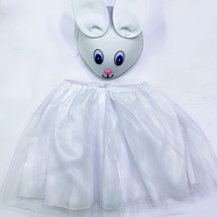 Rabbit Costume White - 23 April Rabbit Hat and Tutu Skirt Set 2 Pieces Rabbit Costume White - 23 April Rabbit Hat and Tutu Skirt Set 2 Pieces