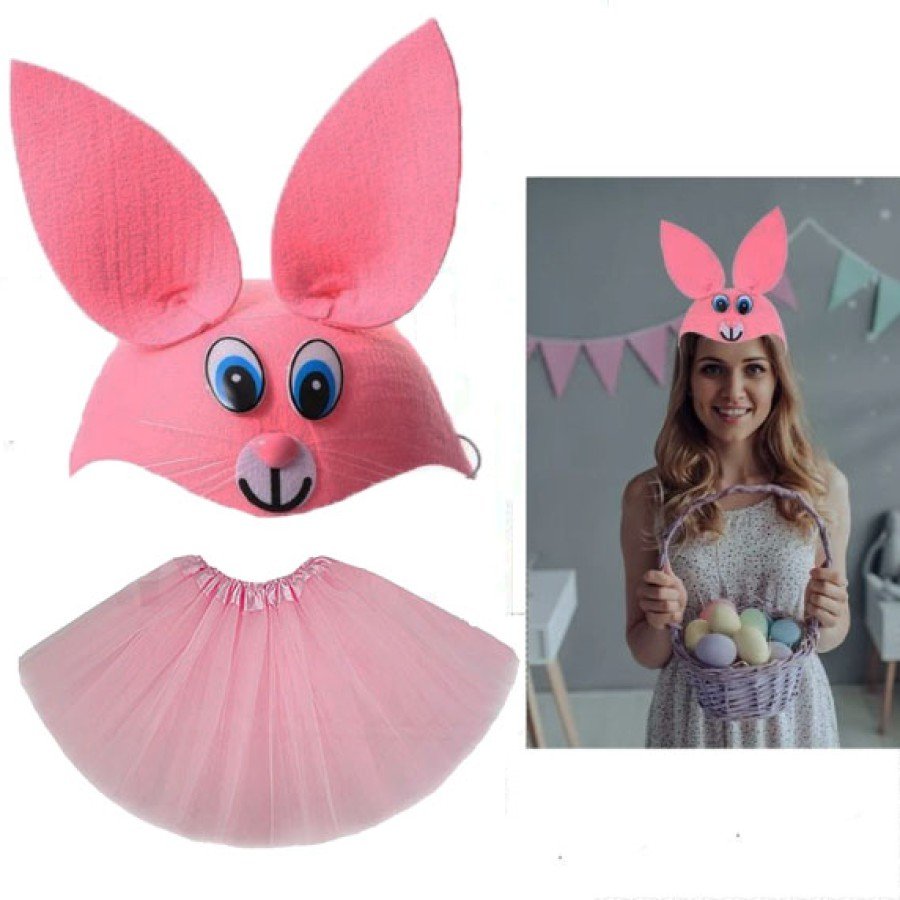 Rabbit Costume Pink - 23 April Rabbit Hat and Tutu Skirt Set 2 Pieces