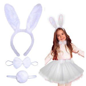 Rabbit Crown Skirt Bow Tie and Tail Costume Set White Color Kids Size Rabbit Crown Skirt Bow Tie and Tail Costume Set White Color Kids Size