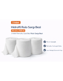 Hydrophilic Roll Dressing Cloth 10 cm x 100 m 3 Pieces Cotton Gauze Roll Dressing Cloth