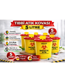 Medical Waste Bucket 5 Liters 5 Pieces Medical Waste Box with Lid Infected Waste Bucket