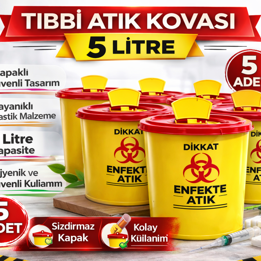 Medical Waste Bucket 5 Liters 5 Pieces Medical Waste Box with Lid Infected Waste Bucket