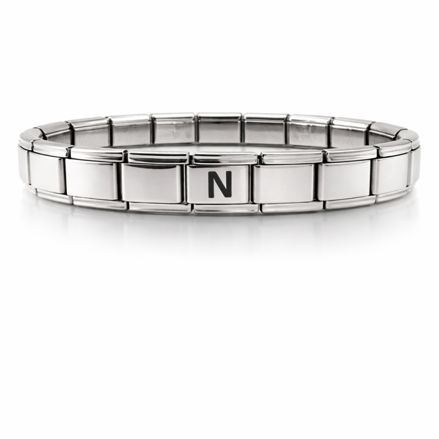 N Letter Steel Bracelet – Personalized Initial Bracelet – Stainless Steel Elegant Bracelet N Letter Steel Bracelet – Personalized Initial Bracelet – Stainless Steel Elegant Bracelet