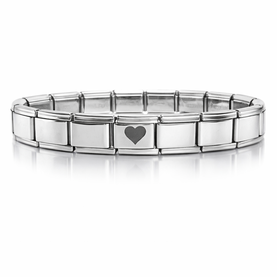 Steel Bracelet with Heart Detail – Stylish Stainless Steel Italian Model Bracelet