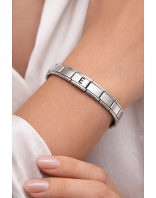 Letter E Steel Bracelet – Personalized Stainless Steel Women's Bracelet – Flexible Italian Model