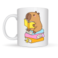 Porcelain Mug with Book Reading Capybara Design MODEL 100 – Warm and Cute Design for Enjoying Coffee & Tea CAPYBARA